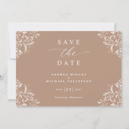 Elegant Taupe Wedding Save the Date Cards (Voorkant)