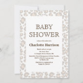 Elegant Taupe & White Cheetah Print Baby shower Kaart (Voorkant)