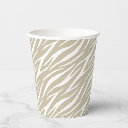 Elegant Taupe & White Pastel Trendy Rustic Zebra Papieren Bekers (Voorkant)