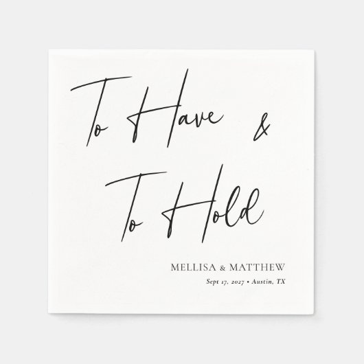 Elegant 'Te hebben en te houden' gepersonaliseerde Servet (Voorkant)
