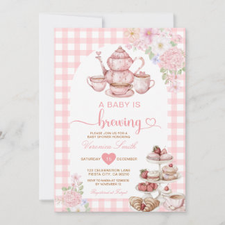 Elegant Tea A Baby is Brewing Baby Shower Flowers Kaart