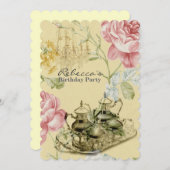 elegant tea cup  florale verjaardag kaart (Voorkant / Achterkant)