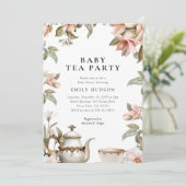 Elégant Tea Party Baby shower invitation (Debout devant)