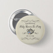 Elegant  Tea Party | BABY SHOWER Ronde Button 5,7 Cm (Voorkant /achterkant)