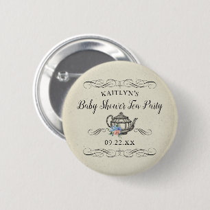 Elegant Tea Party BABY SHOWER Ronde Button 5,7 Cm
