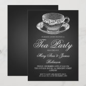 Elegant Tea Party  Tea Cup Black Kaart (Voorkant / Achterkant)