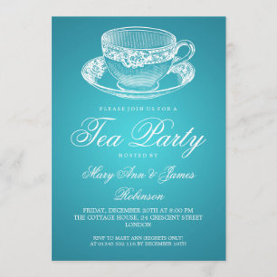 Elegant Tea Party Tea Cup Turquoise Kaart