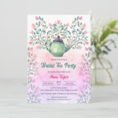 Elegant Tea Party Teapot Floral Kaart (Staand voorkant)