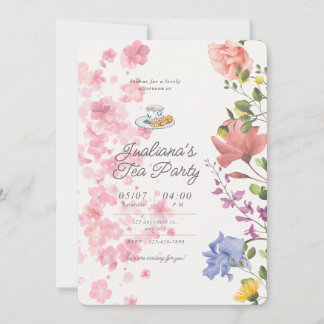 Elegant Tea Party Vibes – Vintage Floral Style Kaart