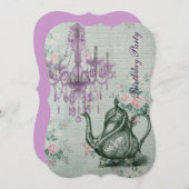 elegant tea pot  florale verjaardag kaart (Voorkant / Achterkant)