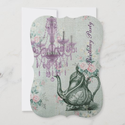 elegant tea pot  florale verjaardag kaart (Voorkant)