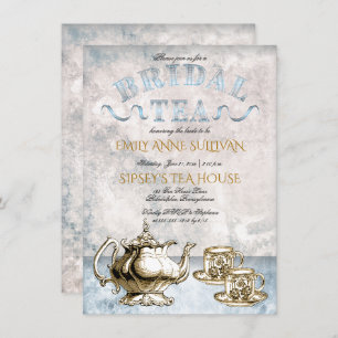 Elegant  Tea Pot   Kups Bridal Tea Shower Kaart