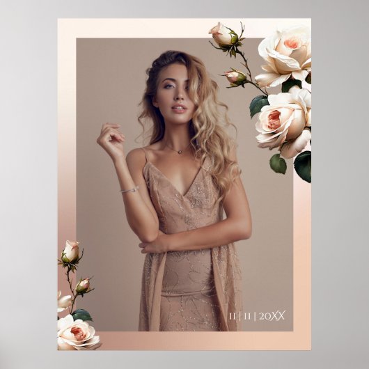 Elegant Tea Roos Vrijgezellenfeest Poster (Voorkant)