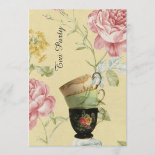 elegant teacup spring  tea party kaart