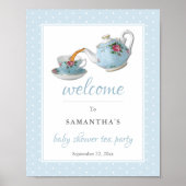 Elégant Teacups Baby shower Tea Party Affiche de b (Devant)