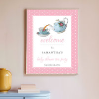 Elegant Teacups Baby shower Tea Party Welcome Sign