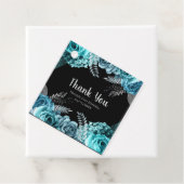 Elegant Teal Blue and Silver Flower Birthday Party Bedankjes Labels (In situ)