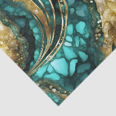 Elegant Teal Blue Gold Agate Geode Marble Abstract Tissuepapier (Detail)