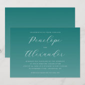 Elegant Teal Calligraphy Wedding Invitation Kaart (Voorkant / Achterkant)