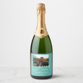 Elegant Teal Cheers Wedding  Sparkling Wijnetiket (Voorkant)