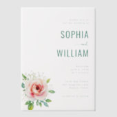 Elegant Teal Floral Wedding Invitation (Recto)