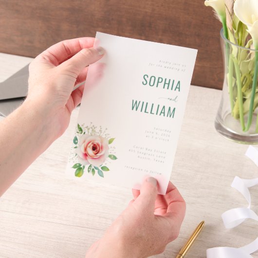 Elegant Teal Floral Wedding Invitation (Ordinateur de poche)