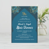 Elegant Teal Gold Islamic Ramadan Iftar Invitation (Debout devant)