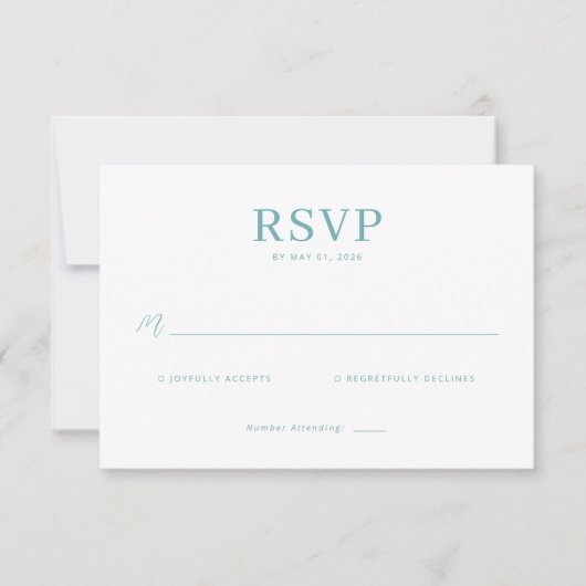 Elegant Teal Minimalist RSVP (Devant)