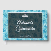 Elegant Teal Rose Floral Quinceanera Silver  (Recto)