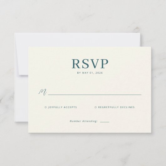 Elegant Teal RSVP Card (Devant)