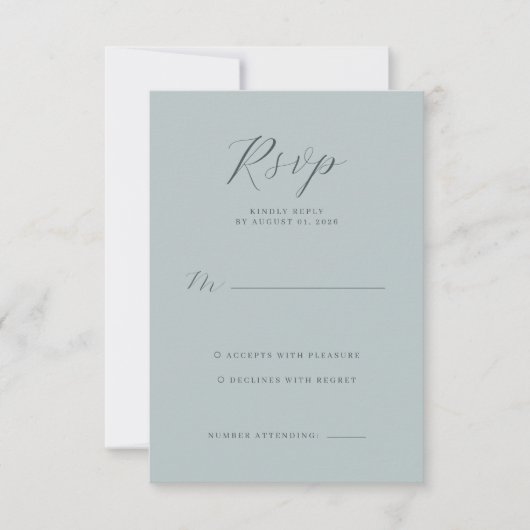 Elegant Teal RSVP Card (Devant)