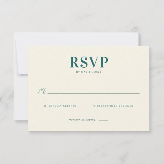 Elegant Teal RSVP Card (Devant)