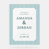 Elegant Teal Striped Wedding Sign (Recto)