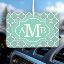 Elegant Teal Vierbladig Patroon Aangepaste Monogra