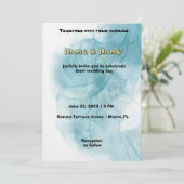 Elegant Teal Watercolor Wedding Invitation Kaart (Staand voorkant)