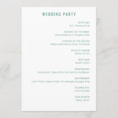 Elegant Teal Wedding Ceremony Details Programma (Achterkant)