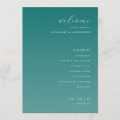 Elegant Teal Wedding Ceremony Program Programma (Voorkant)