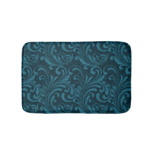 Elegant Tealblauw Barok Bloempatroon Badmat