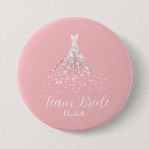 Elegant Team Bride Diamond Dress Pink Ronde Button 7,6 Cm