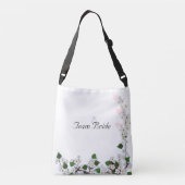 Elegant Team Bride Flowers op White Crossbody Tas (Achterkant)