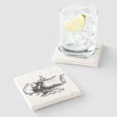 Elegant  Teapot Stenen Onderzetter (Zijkant)