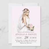 Elegant teder roze bruid-to-be Vrijgezellenfeest Kaart (Voorkant)