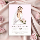 Elegant teder roze bruid-to-be Vrijgezellenfeest Kaart