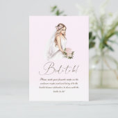 Elegant Teder Roze Bruidsborrel Recept Informatiekaartje (Staand voorkant)