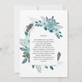 Elegant Teel Zeeglas Blauwe Bloemboog Bruiloft Kaart (Achterkant)