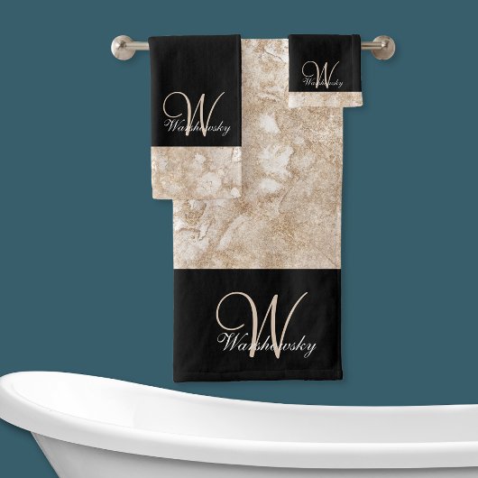 Élégant teint doré et noir monogramme
