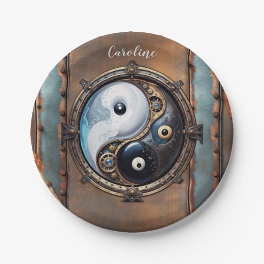 Elegant teken van yin yang papieren bordje (Voorkant)