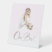 Elegant Tender Roze Vrijgezellenfeest Open Bar Reclamebord Met Voetstuk (Voorkant)