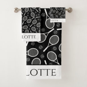 Élégant Tennis Ball Racket Motif élégant Noir