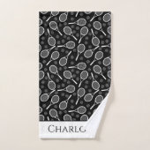 Elegant Tennis Ball Racket Pattern Stijlvol zwart Bad Handdoek (Handdoek)